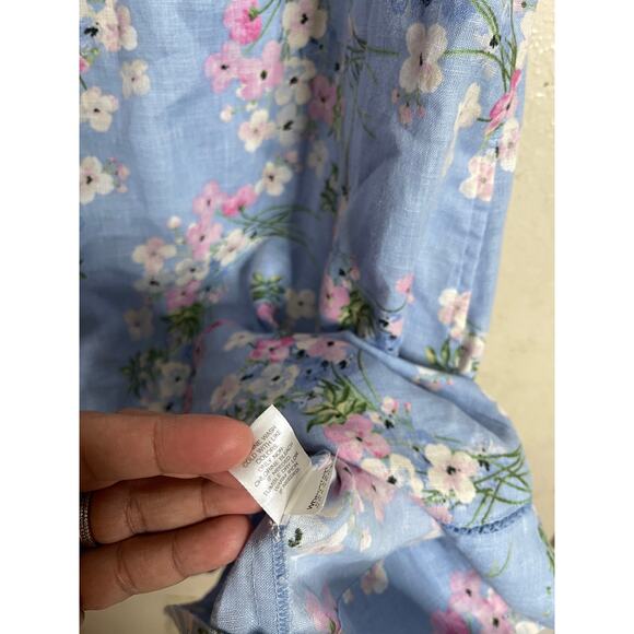 J. Jill Love Linen Floral Shift Dress Blue Pink White Flowers Womans Small - Picture 10 of 11